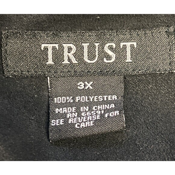 Trust Shirt Mens 3XL Black Button Up Dress Long Sleeve Textured Polyester Casual - Picture 4 of 5